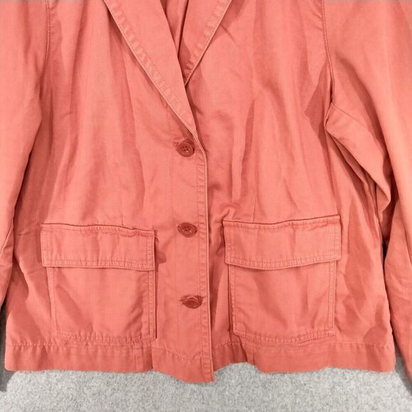 Eddie Bauer Blazer Jacket Womens Sz PL Coral Orange Long Sleeve Single Breasted - Picture 3 of 12